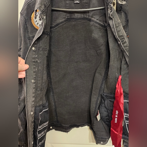 NWT-COTE DE NUITS "Alice in Wonderland/Mad Hatter" Themed  Denim Jean Jacket XL - Picture 10 of 16